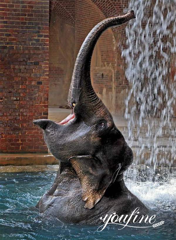Bronze Elephant Fountain Outdoor in Water for Sale BOK1-177 - Bronze Animal Fountain - 8