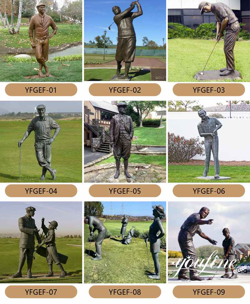 Bronze Garden Golf Statues Life-size Group Art for Sale BOK1-071 - Bronze Golf Sculpture - 8