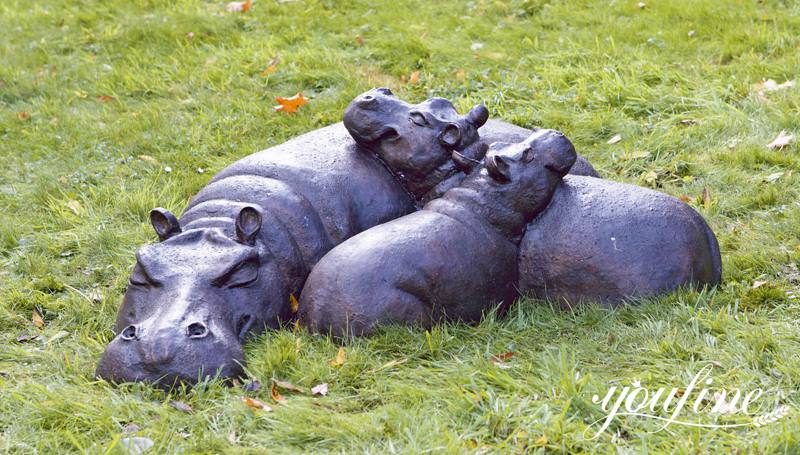 Lifesize Family Group Bronze Hippo Statue for Sale Garden Decor Art BOKK-979 - Other Animal sculptures - 4