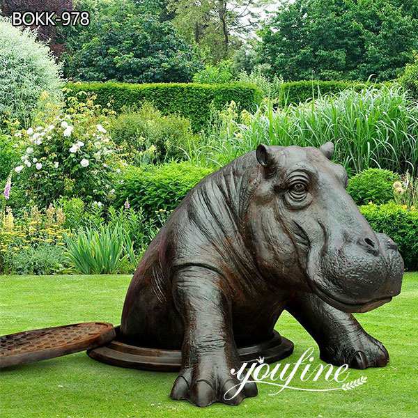 Lifesize Family Group Bronze Hippo Statue for Sale Garden Decor Art BOKK-979 - Other Animal sculptures - 6