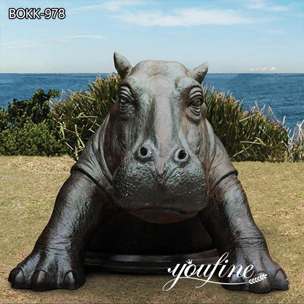 Lifesize Family Group Bronze Hippo Statue for Sale Garden Decor Art BOKK-979 - Other Animal sculptures - 5