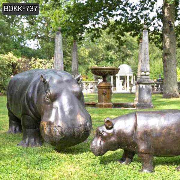 Lifesize Family Group Bronze Hippo Statue for Sale Garden Decor Art BOKK-979 - Other Animal sculptures - 2