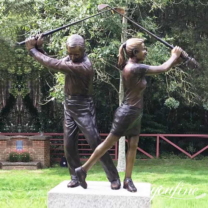 Bronze Garden Golf Statues Life-size Group Art for Sale BOK1-071 - Bronze Golf Sculpture - 7