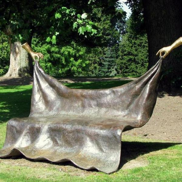 Custom bronze bench sculpture