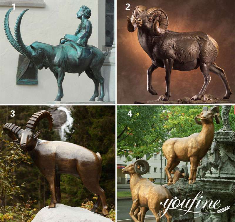 Antique Bronze Garden Sculptures Life Size Goat for Sale BOK1-146 - Bronze Wildlife Sculpture - 5