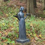 This is feedback from a US client showing the Bird Lady statue placed in a forest setting.