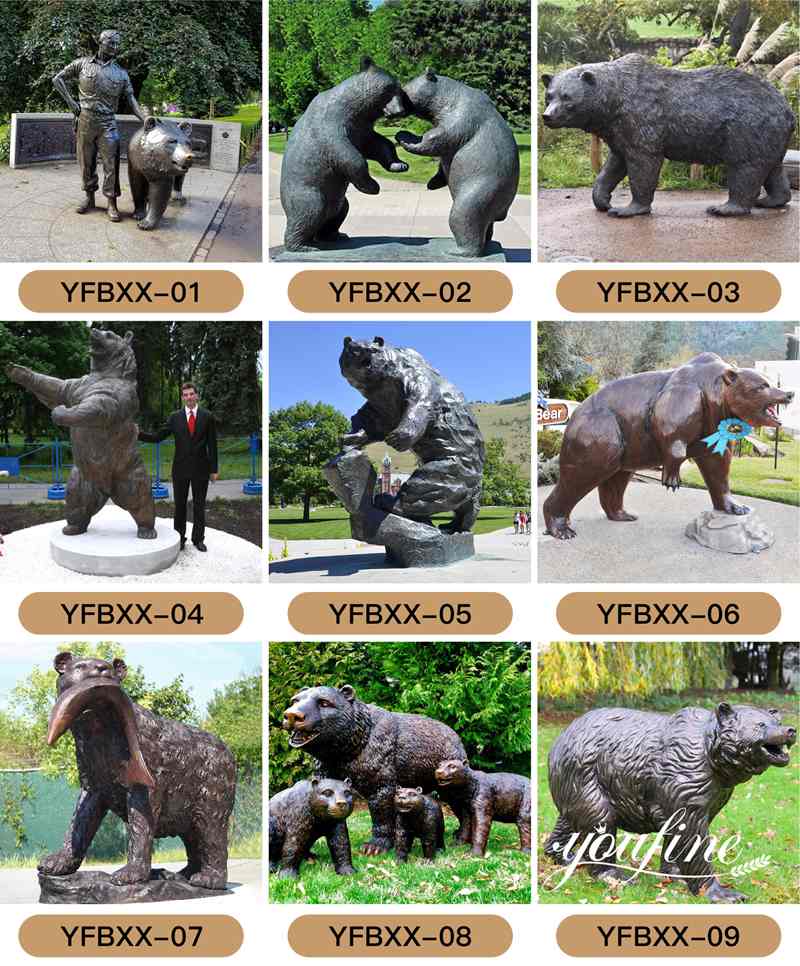 Large Bronze Bear Sculpture Animal Art Community Decor for Sale BOKK-307 - Bronze Bear Statues - 4