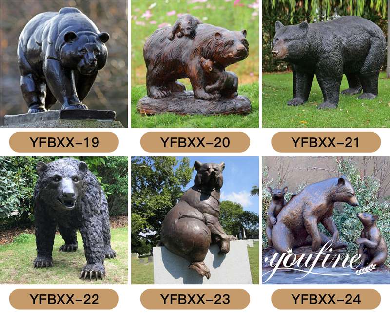 Large Bronze Bear Sculpture Animal Art Community Decor for Sale BOKK-307 - Bronze Bear Statues - 1