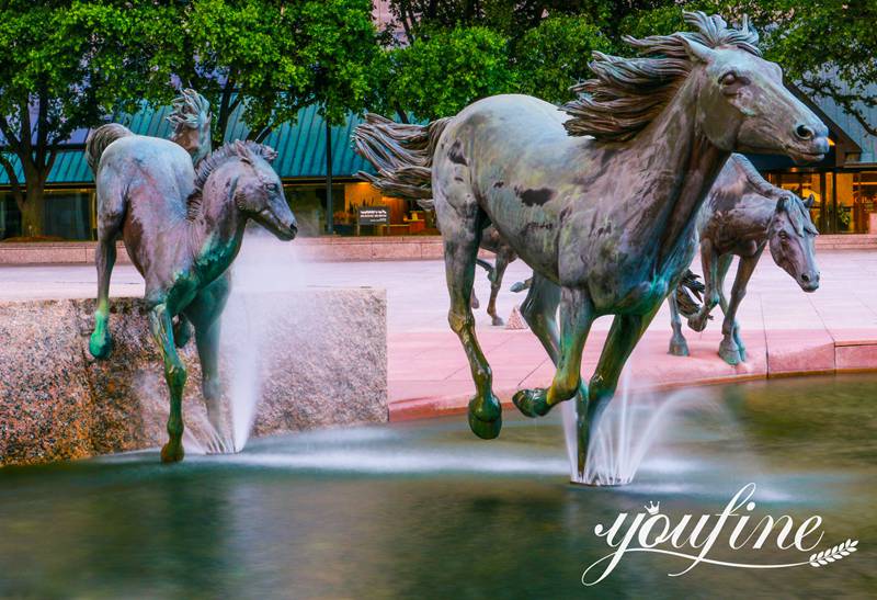 Group Antique Bronze Horse Sculptures Fountain BOK1-042 - Bronze Horse Statues - 1