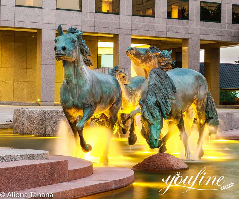 Group Antique Bronze Horse Sculptures Fountain BOK1-042 - Bronze Horse Statues - 2