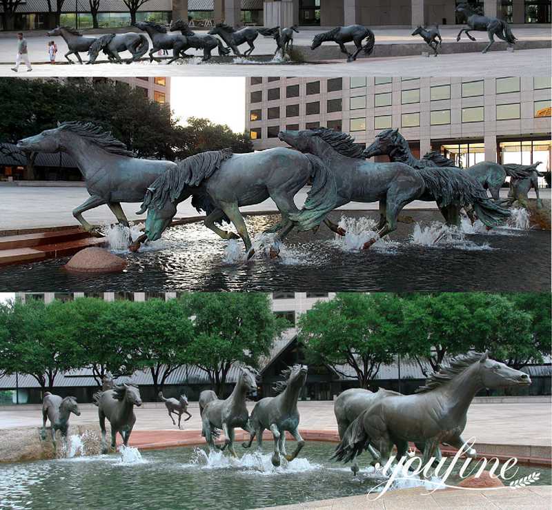 Group Antique Bronze Horse Sculptures Fountain Art for Sale BOK1-042 - Bronze Horse Statues - 4