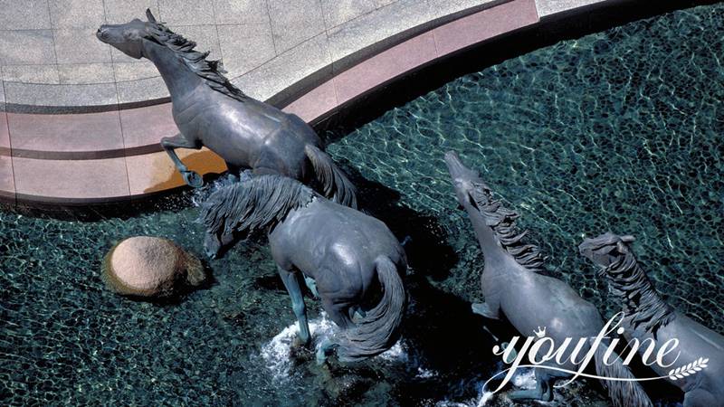 Group Antique Bronze Horse Sculptures Fountain BOK1-042 - Bronze Horse Statues - 3