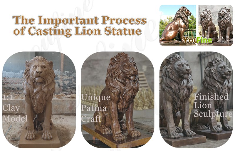 Bronze Lion Statue Home Decor BOK1-229 - Bronze Lion Statues - 7