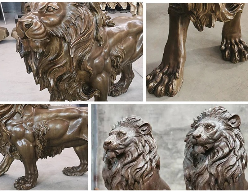 bronze lion garden statue