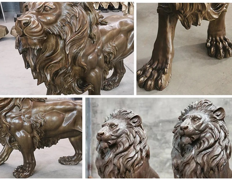 Large Bronze Lion Statue for Front Porch Bank Decor Suppliers BOKK-673 - Bronze Lion Statues - 5