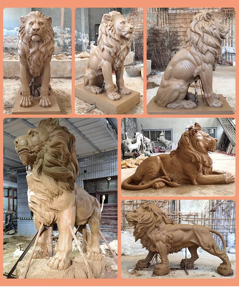 Large Bronze Lion Statue for Front Porch Bank Decor Suppliers BOKK-673 - Bronze Lion Statues - 3