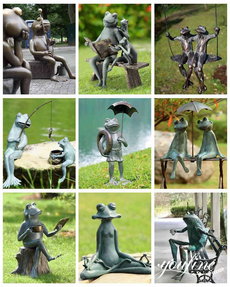 Large Bronze Garden Sculptures Group Frog Family Yard Art for Sale BOK1-016 - Other Animal sculptures - 9