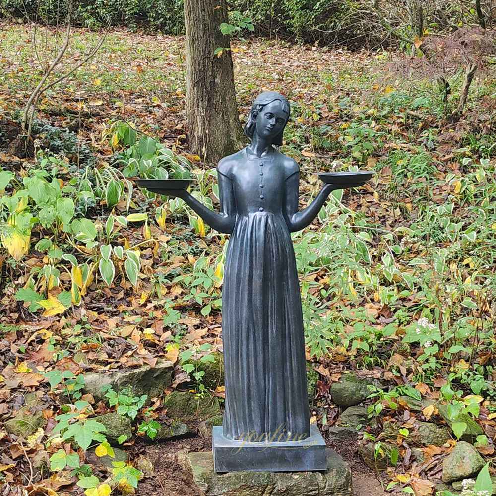 feedback from a US client showing the Bird Lady statue placed in a forest