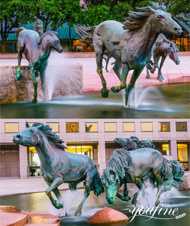 Group Antique Bronze Horse Sculptures Fountain BOK1-042 - Bronze Horse Statues - 5