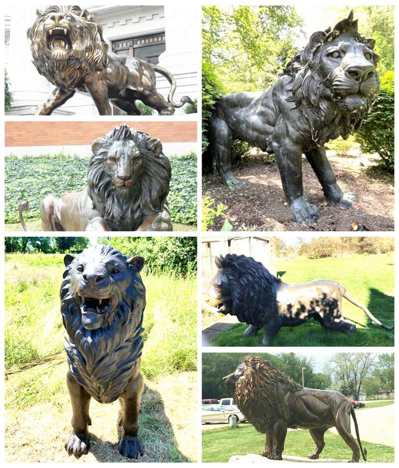 Life Size Bronze Squatting Lion Statue Outdoor for Sale BOKK-254 - Bronze Animal Sculpture - 6