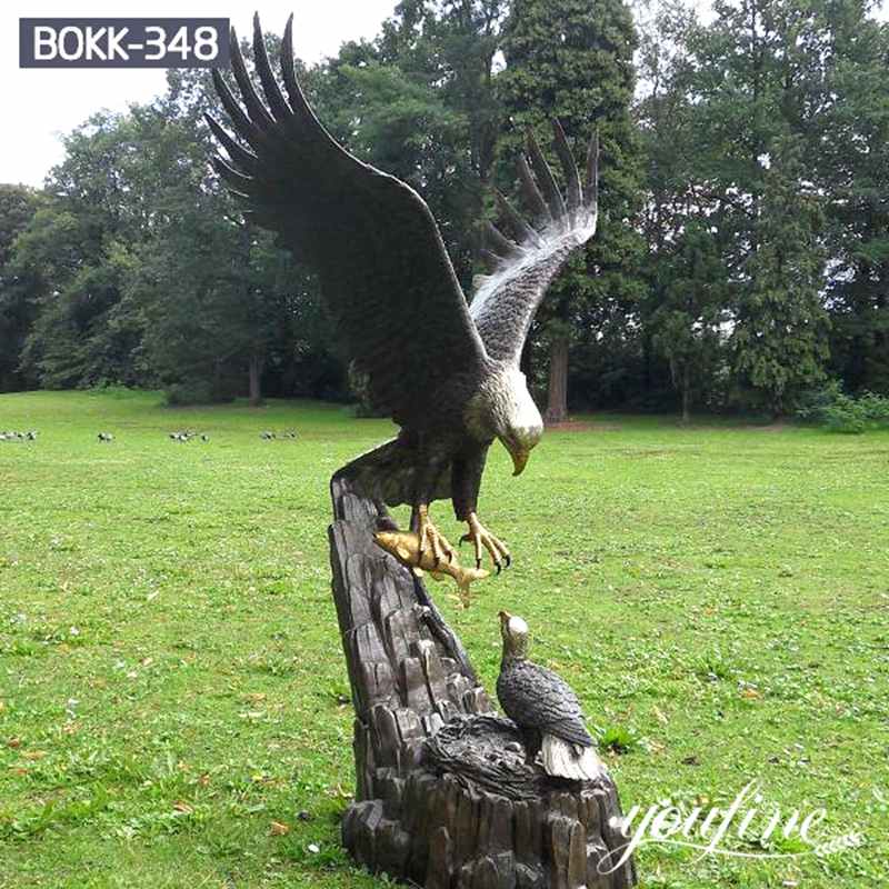 Returning Home Feeding Eagle Sculpture BOKK-348 - Bronze Eagle Sculpture - 2