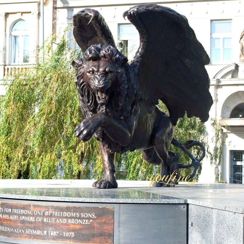 large lion with wings statue