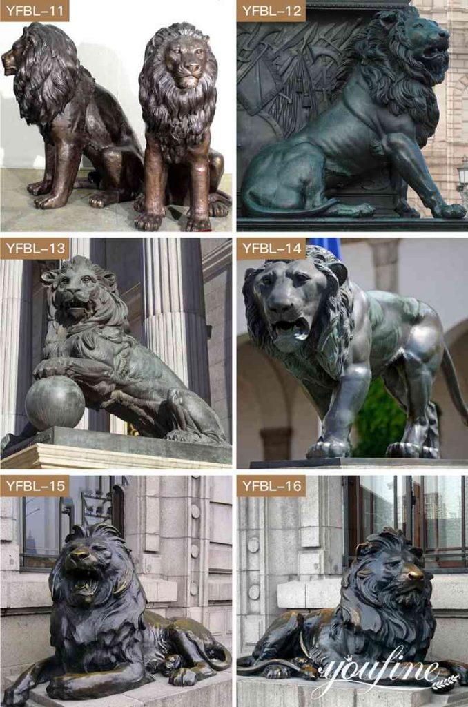 Bronze Large Lion Statues for Driveway Garden Decor Factory Supplier BOK1-111 - Bronze Lion Statues - 1