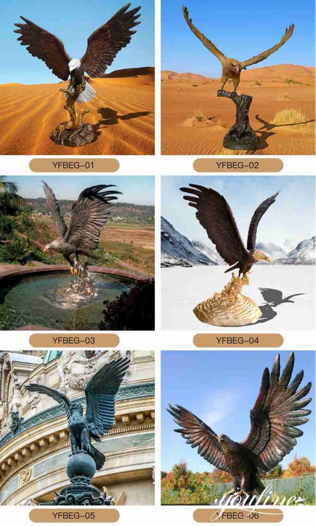 Different Bronze Eagle Sculptures: