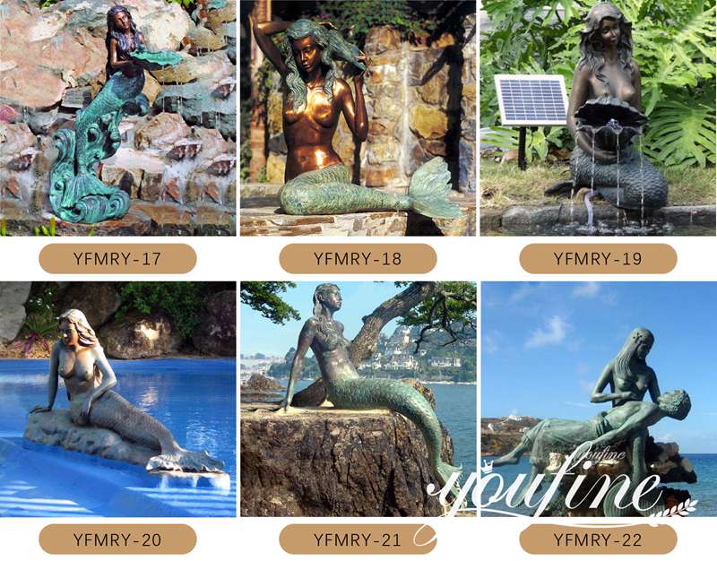 Bronze Mermaid Outdoor Pool Statues Garden Decor Factory Supplier BOKK-703 - Bronze Mermaid Sculpture - 1