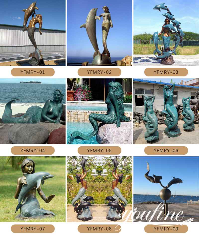 Bronze Mermaid Outdoor Pool Statues Garden Decor Factory Supplier BOKK-703 - Bronze Mermaid Sculpture - 4