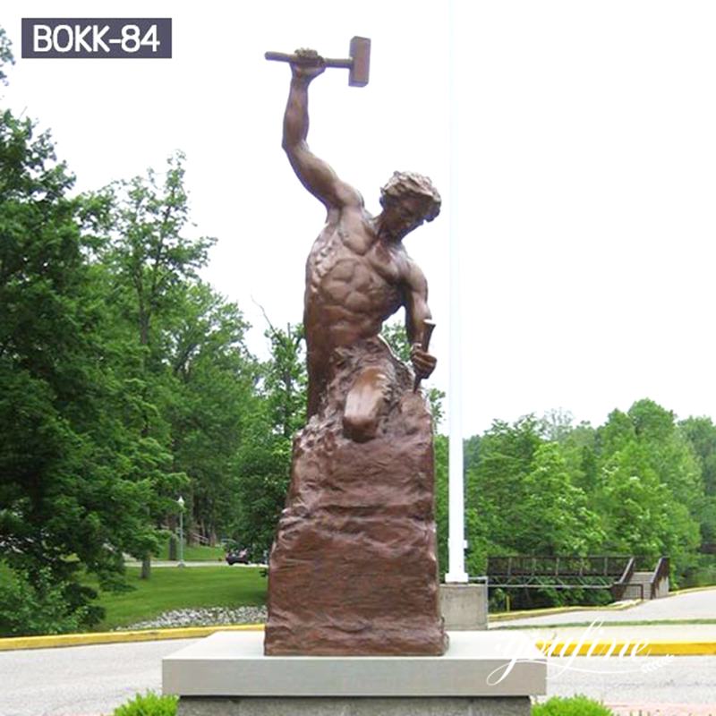 Bronze Man Chiseling Himself Out of Stone Sculpture Factory Supplier BOKK-90 - Bronze Famous Sculpture - 3