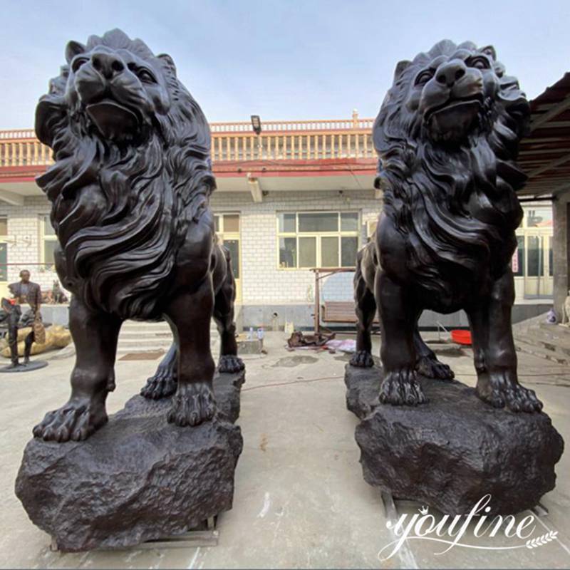 Bronze Large Lion Statues for Driveway Garden Decor Factory Supplier BOK1-111 - Bronze Lion Statues - 3