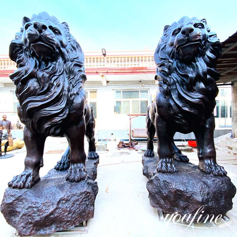 Bronze Large Lion Statues for Driveway Garden Decor Factory Supplier BOK1-111 - Bronze Lion Statues - 2