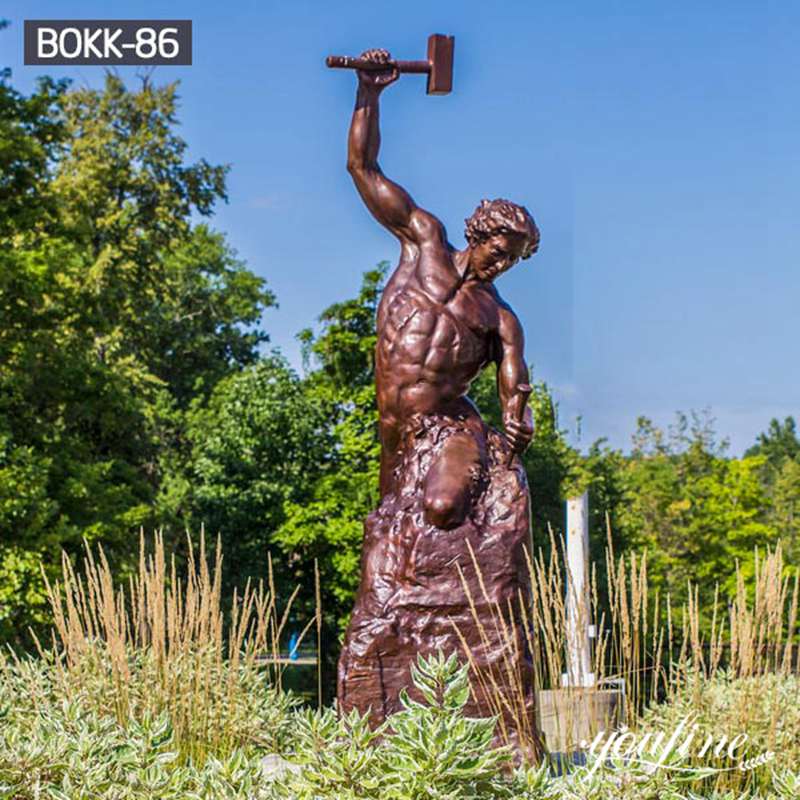 Bronze Man Chiseling Himself Out of Stone Sculpture Factory Supplier BOKK-90 - Bronze Famous Sculpture - 5