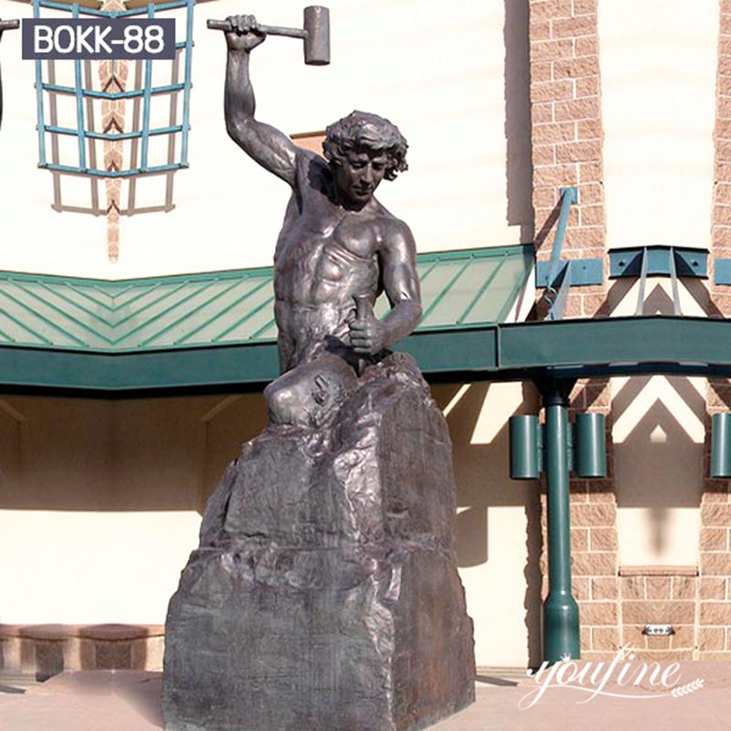 Bronze Man Chiseling Himself Out of Stone Sculpture Factory Supplier BOKK-90 - Bronze Famous Sculpture - 6