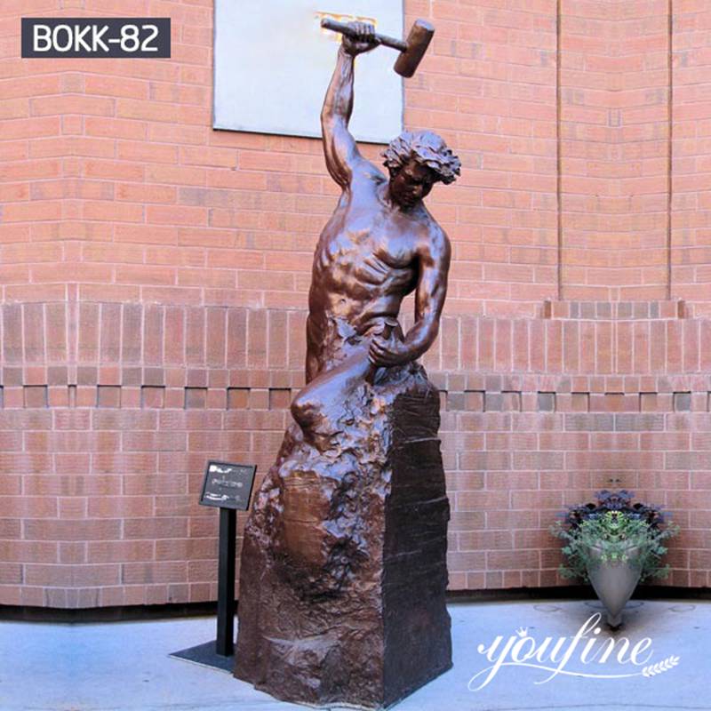 Bronze Man Chiseling Himself Out of Stone Sculpture Factory Supplier BOKK-90 - Bronze Famous Sculpture - 1