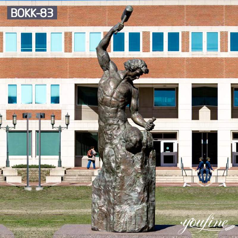 Bronze Man Chiseling Himself Out of Stone Sculpture Factory Supplier BOKK-90 - Bronze Famous Sculpture - 2