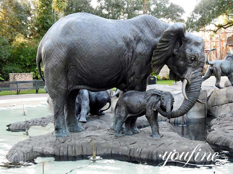 Bronze Elephant Fountain Statue Details:
