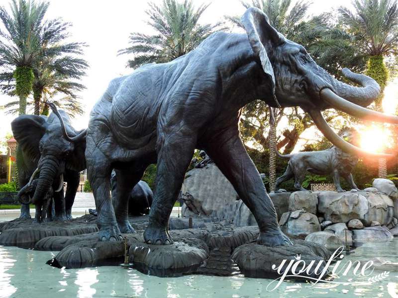 Life-size Bronze Outdoor Pool Elephant Water Fountain - YouFine News - 2