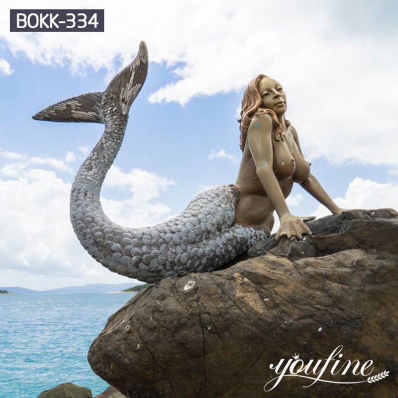 Life-size Mermaid Bronze Figure Statues Garden Decoration for Sale BOKK-335 - Bronze Mermaid Sculpture - 3