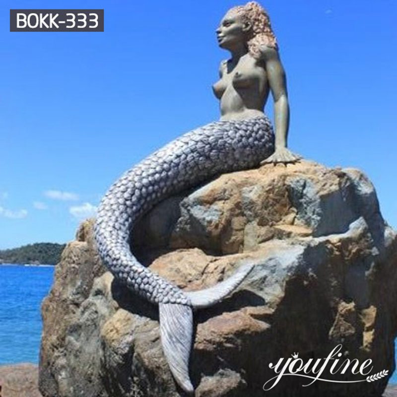 Life-size Mermaid Bronze Figure Statues Garden Decoration for Sale BOKK-335 - Bronze Mermaid Sculpture - 2