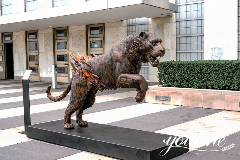 Bronze Gold Bengal Tiger Statue Outdoor Animal Handmade for Sale BOK1-185 - Other Animal sculptures - 1