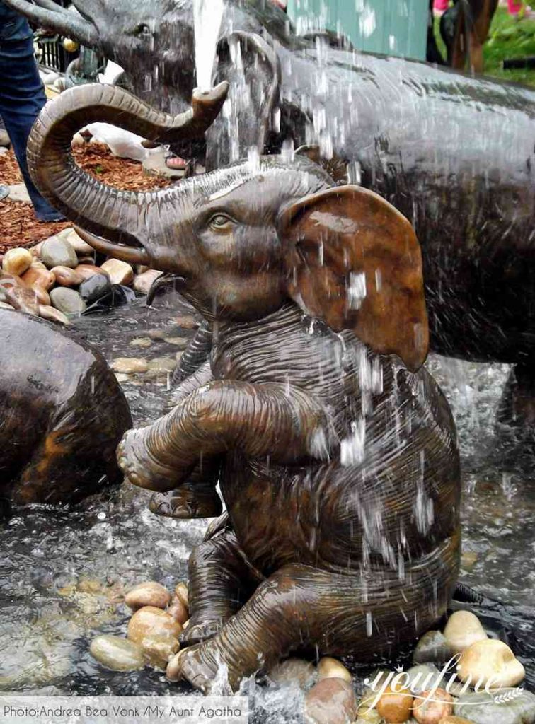 Life-size Bronze Outdoor Pool Elephant Water Fountain - YouFine News - 5