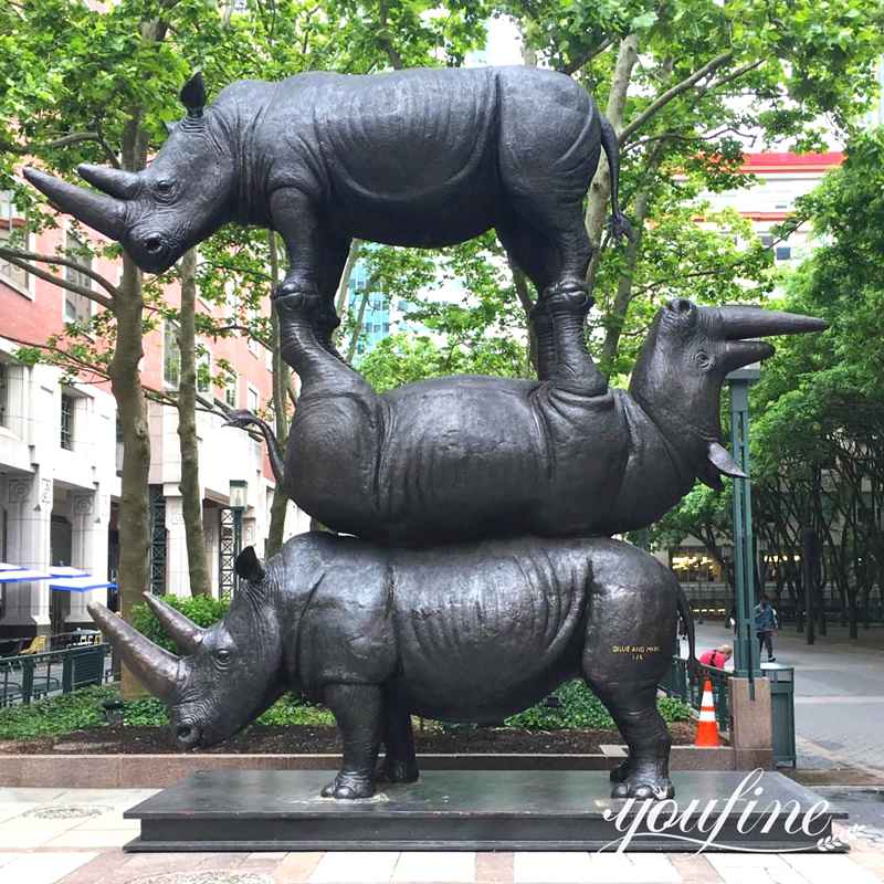 Modern Bronze Rhino Animal Statue Park Decoration BOK1-217 - Bronze Wildlife Sculpture - 3