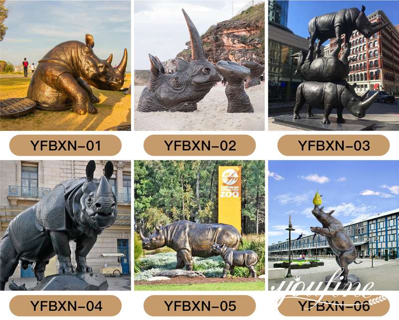 Modern Bronze Rhino Animal Statue Park Decoration BOK1-217 - Bronze Wildlife Sculpture - 14