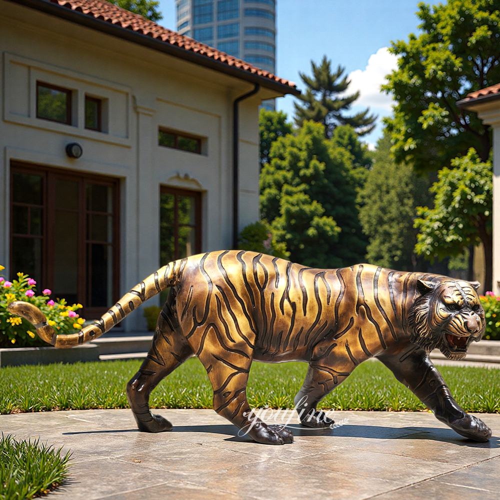 Bronze Siberian Tiger Statue BOK1-209 - Bronze Tiger Statue - 2 wildlife Siberian Tiger bronze Statue art