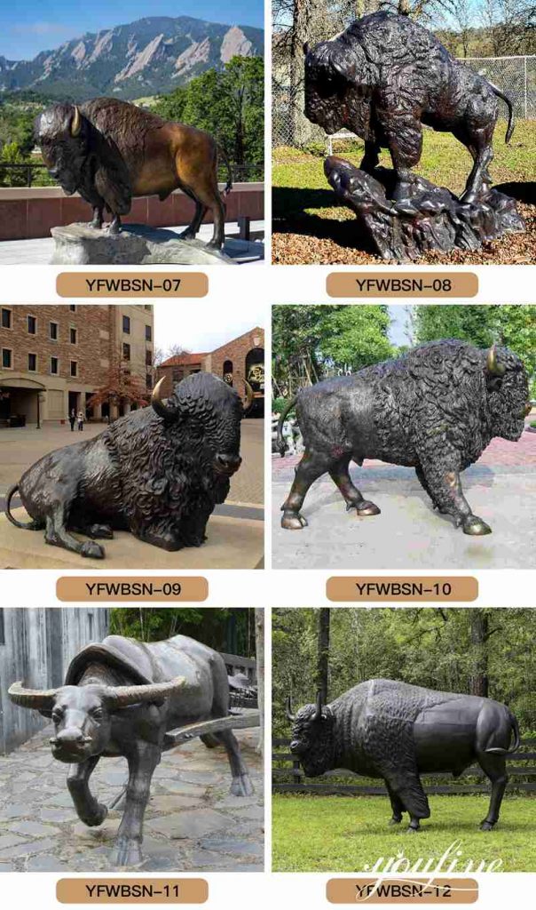 Bronze American Bison Standing Statue Animal Art for Sale BOK1-004 - Bronze Buffalo Statue - 4