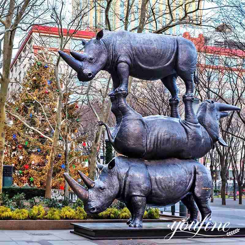 Modern Bronze Rhino Animal Statue Park Decoration BOK1-217 - Bronze Wildlife Sculpture - 2