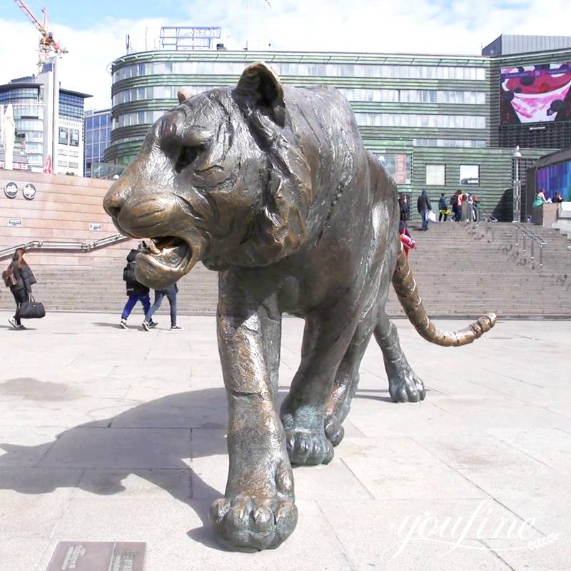 Bronze life-size Siberian Tiger Statue Outdoor Decor for Sale BOK1-209 - Bronze Wildlife Sculpture - 14