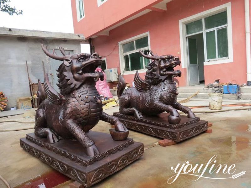 Bronze Kirin Statue Mythical Creatures Fengshui Dragon Horse BOK1-225 - Mythical Creatures Statues - 4